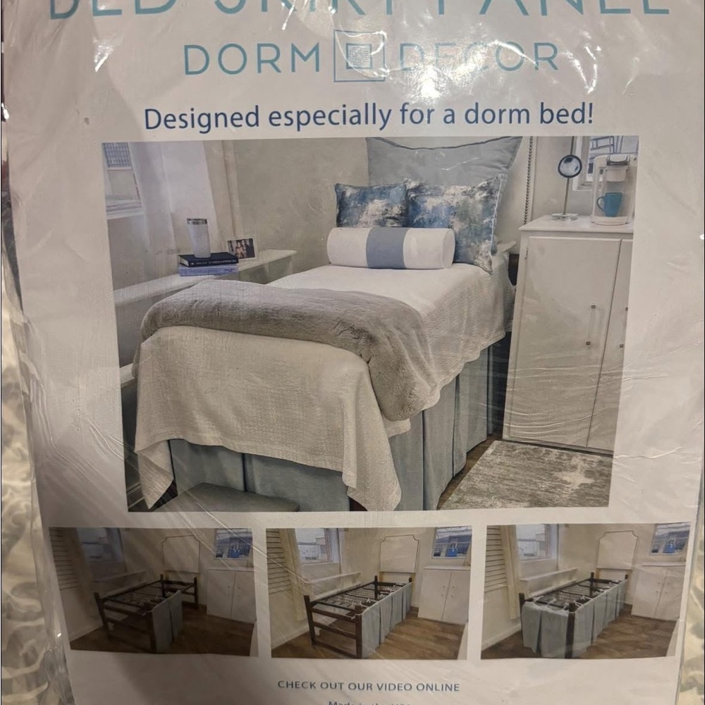 Dorm decor 3 Bed Skirt Panels in sky blue